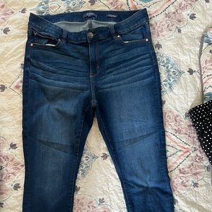 Dark stretchy blue jean from stitch fix- mid rise skinny crop